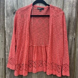 Women's Open-Front Knit Sweater - Coral